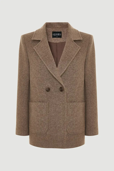 Gusto Wool Coat with Pockets - Mink