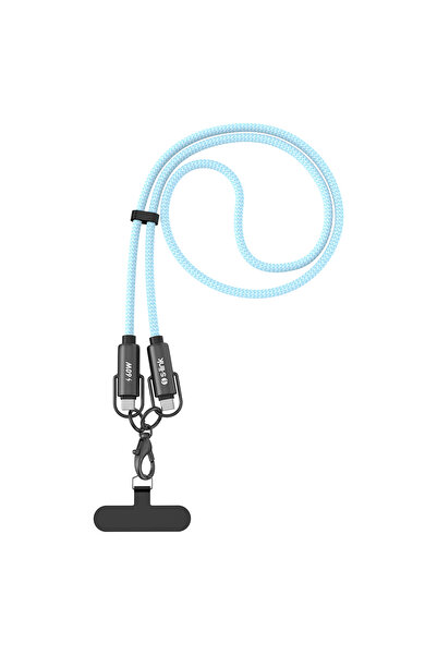 S-LINK Armor Boyun Askılı AC-01 60W 1.2m Type-C to Type-C PD Örgülü Metal Baş...