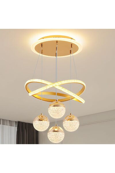 YESMAX ثريات LED ذهبية حديثة، مصابيح معلقة لغرفة الطعام، ثريات حديثة قابلة لل...