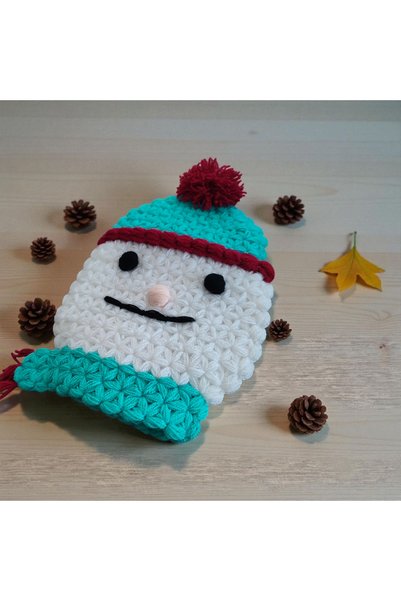 Mia Giyim Cute Snowman Themed Hand Knitted Bath Washcloth