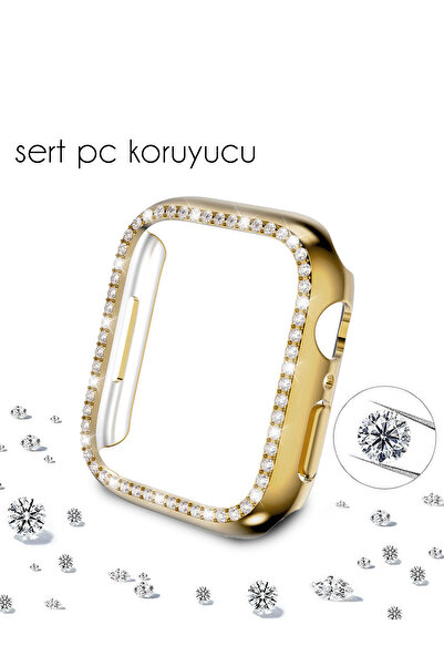 Nezih Case Apple Watch 2/3/4/5/6/7/8/9/Se 44/45 and Series 10/11 46mm Compatible Stoned Hard Pc Case Protector