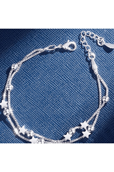 CRM Double adjustable bracelet with stars and beads,