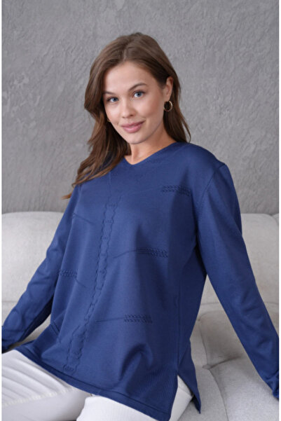 Stilmony Women's Soft Textured V-Neck Knit Sweater