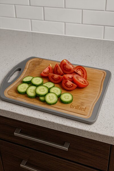 Brillant Bamboo Cutting Board – Chopping Board with Non-Slip Silicone Edge Br-6600