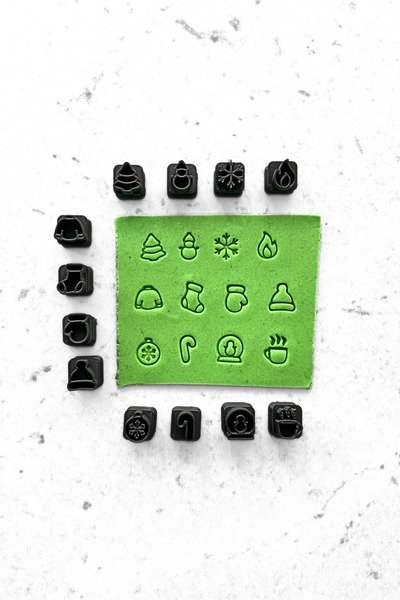 WE3D New Year's Love - Winter Themed Mini Stamp Polymer Clay Ceramic Plasticine Stamp Set - 1cm