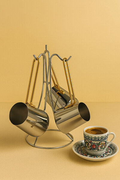 KAMPANYALI Polochef 4 Parça Gold Paslanmaz Çelik Standlı Cezve Seti| (280+350...