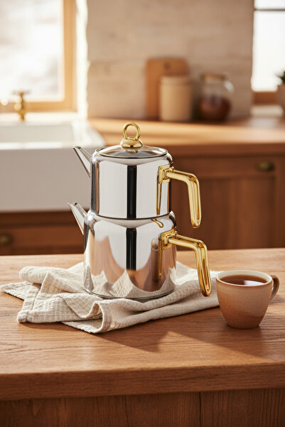 Bambum Thales Çelik Çaydanlık Takımı Mini Gold