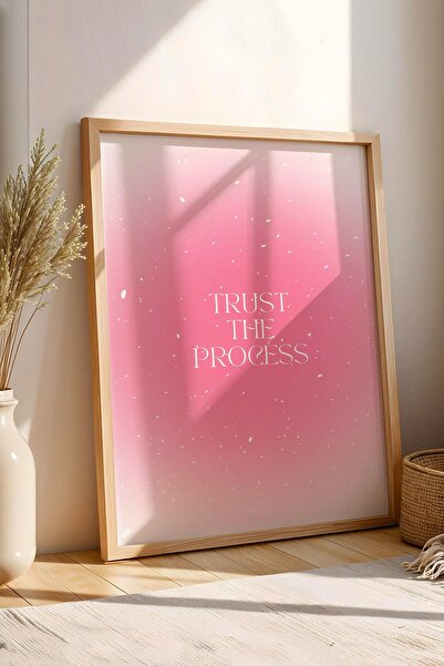 Saturn Tablou înrămatat cu textul Trust The Process Aura Energy Colors - Fiți încredere în procesul