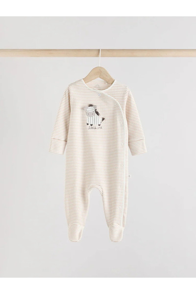 Next Baby 100% Organic Cotton Gray Colored Zebra Patterned 3-Piece Sleeping Bag Set Alyaa6210