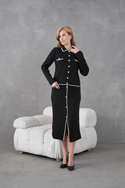 Park Karon Жіночий поло з коміром на ґудзиках, довга спідниця, двокомпонентний трикотажний комплект