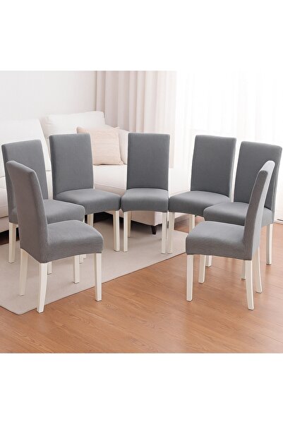 Artenova Set of 6 universal elastic chair covers, made of polyester, grey