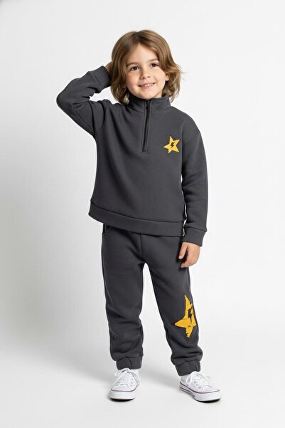 MiaBaby Zipper Detailed Şimşek Printed 2-Piece Set