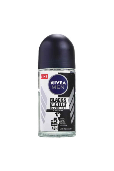 NIVEA مزيل عرق أصلي غير مرئي للرجال، أسود وأبيض، رول أون - 50 مل