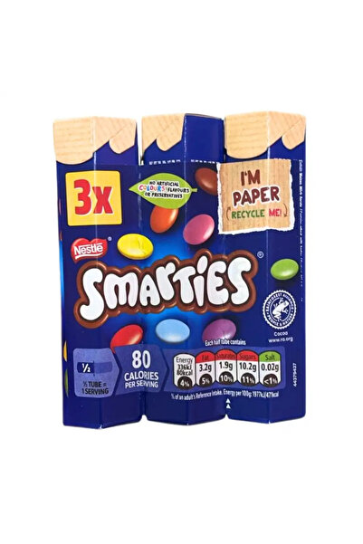 Nestle Smarties Sugar Coated Milk Chocolates Beans- 3X34gms Pack of 2