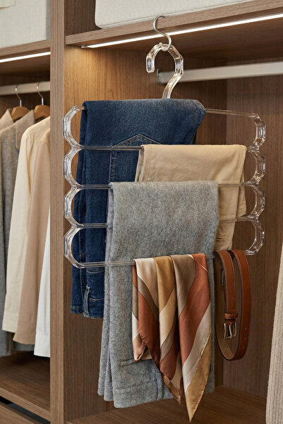 Poomy Çok Katlı Pantolon, Eşarp ve Kemer Askısı - 2 Adet Pratik Dolap İçi Düz...