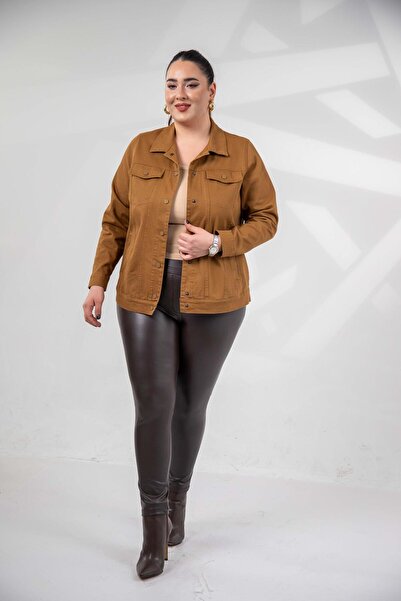 Roxxlen Яке от габардин с копчета за големи размери