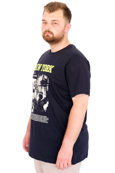 ModeXL Fashion XL Large Size Men's T-Shirt Bicycle Ysks New York U25036 Navy Blue