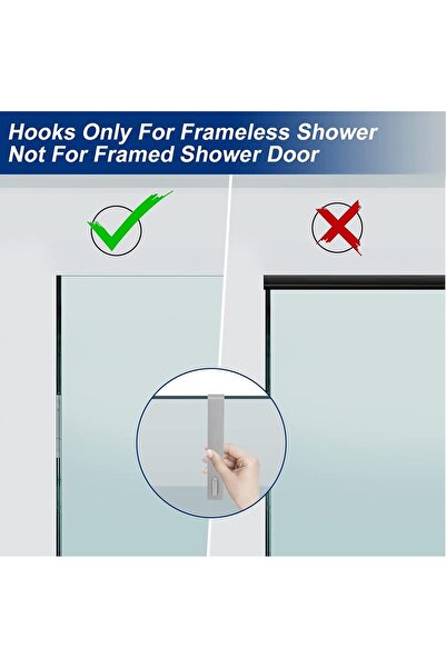 JZS Stainless Steel Shower Hooks, 3-Pack, Brushed, 17.8cm Over Door for Frameless Glass