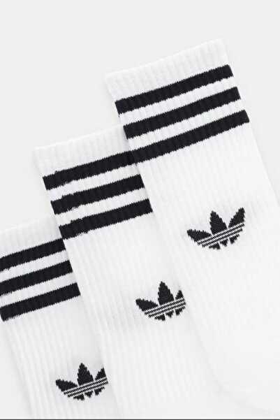 adidas Unisex long ribbed socks set, 3 pairs, White, 41-46