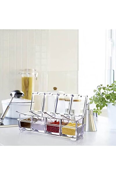 Generic Clear glass spice container set, 4 pieces, with airtight lids, kitchen organizer for spices and seasonings