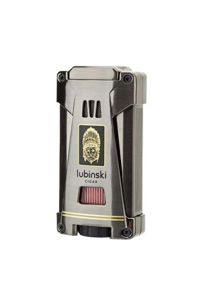 Lubinski Yeni Seri Sehpalı Çift Delicili Üç Torch Puro Çakmağı Gunmetal