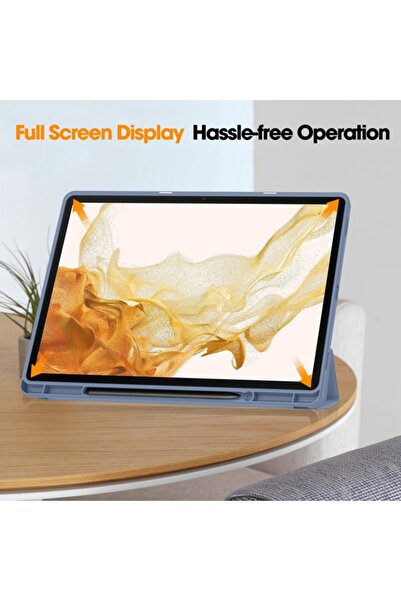 SKYDDAR INNOVATION Tablet case for Samsung Galaxy Tab S7 Plus / S8 Plus, Pencil holder, Flex Trifold, sticker set, Gray