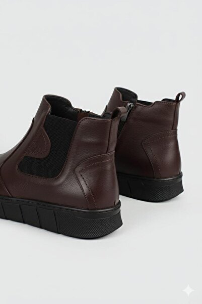 CihanShoes Guaranteed Genuine Leather Waterproof Rubber Laced Non-Slip Sole Men's Short Boots 40-41-42-43-44 Size