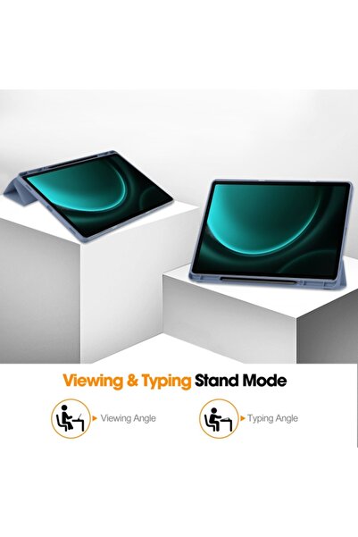 SKYDDAR INNOVATION Tablet case for Samsung Galaxy Tab S9 FE Plus, Pencil holder, Flex Trifold, sticker set, Purple