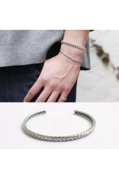 CRM Vintage Bracelet, CRM, Twisted Woven Model, Open Design, Unisex, Silver