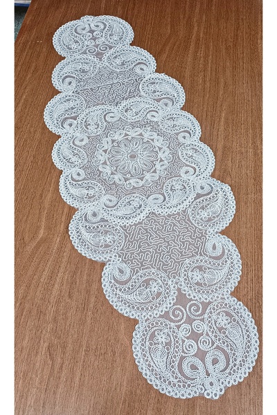 PW pink white home collection Şal desen masa üstü ranir 35x100 cm