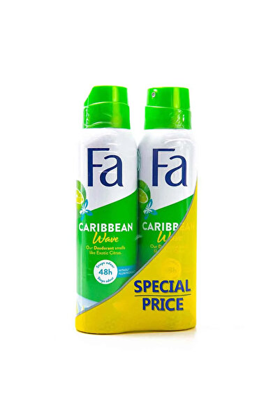 Fa Caribbean Wave Deodorant Spray 150ml, Pack of 2- 48hours Steps Odour