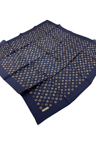Armine Nostalgia Series Twill Silk Scarf 7926D-01 Geometric Pattern 01-Navy Blue