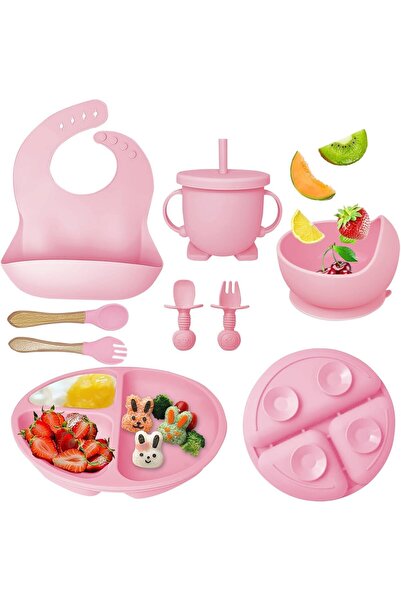 Generic مجموعة تغذية الأطفال من السيليكون من يو هوم - طبق شفط ووعاء من 8 قطع ...