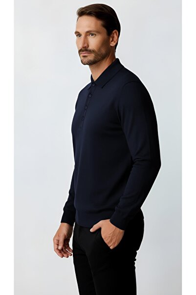 İgs Синій стандартний крій, вузький фасон, поло-комір, прямий, довгі рукави, трикотаж