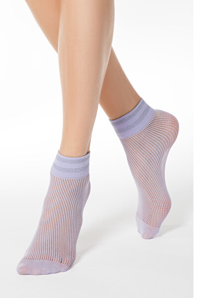 Conte Elegant Șosete 1/2 din poliamidă cu plasă și lurex, Fantasy 132 - Mov, 36-39 (23-25)