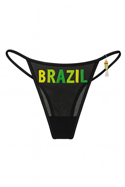 SOYTEMİZ Γυναικείο εσώρουχο με διάφανο διχτυωτό στρινγκ με κέντημα από βρεζιλιάνικο καλούπι