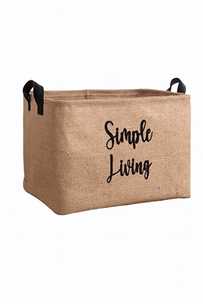 HomyJRs 4-Piece Jute Simple Living Printed Small Size Organizer Storage Basket 15X25X18