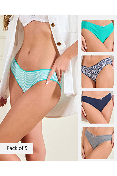 REDTAG Women Assorted Bikini Brief Set (Pack of 5)