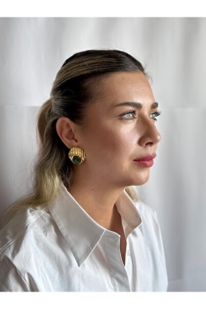 je moi atelier est.2024 Yeşil taş detaylı küpe