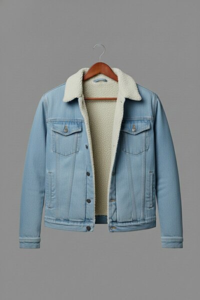 Wkm Denim Мъжка дънкова яке с подплата от флис и редовна кройка