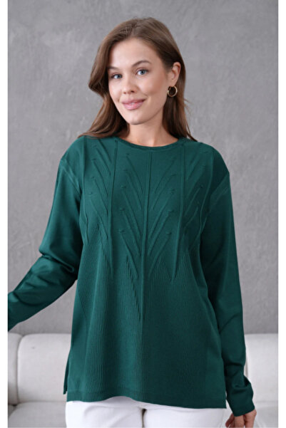 Stilmony سترة نسائية ذات خطوط بسيطة منقوشة ورقيقة وياقة دائرية