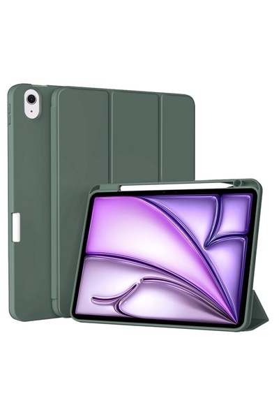SKYDDAR INNOVATION Husă tabletă pentru iPad Air 11 (2024) / Air 11 (2025), Flex Trifold, set autocolante, verde închis