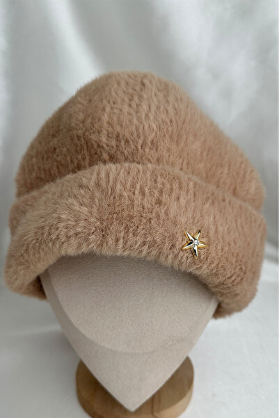 Modex Soft Texture Bearded Star Brooch Detailed Beret