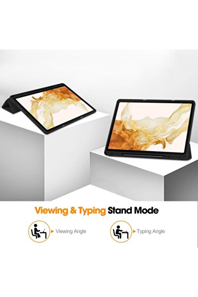 SKYDDAR INNOVATION Tablet case for Samsung Galaxy Tab S8 Ultra, Pencil holder, Flex Trifold, sticker set, Gray