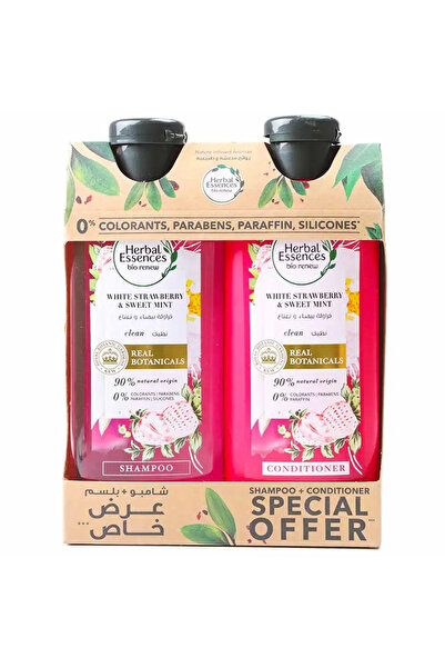 Herbal شامبو وبلسم إسنس وايت ستروبيري آند سويت مينت كلين 400 مل + بلسم 400 مل...
