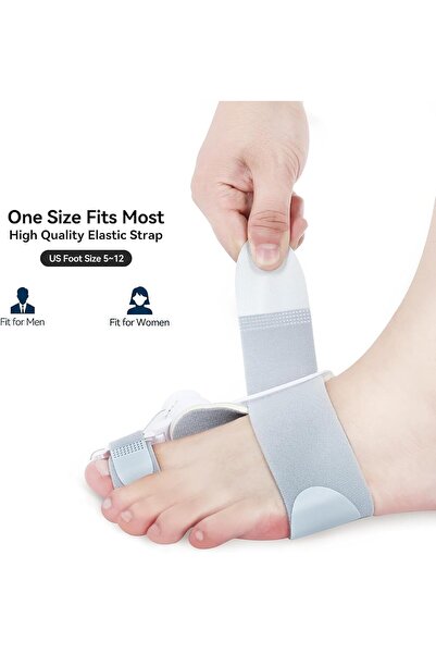 Bukela Defsedar Grey Bunion Corrector, Adjustable Knob Toe Straightener (Left/Right)