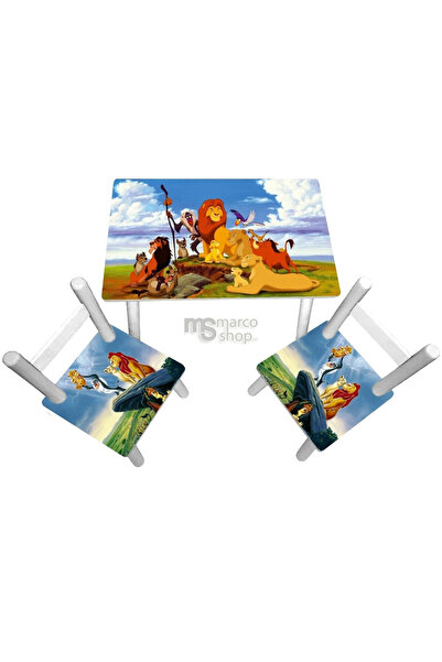 Marcoshop Masă pentru copii cu 2 scaune - Regele Leu
