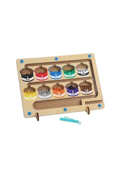 KERNOWSUN Puzzle labirint magnetic din lemn pentru culori și numere, 26,5x20x...