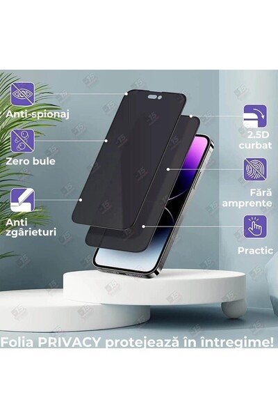 Flippy Tempered Glass Privacy Protector for iPhone 16 Pro, 30° Privacy, 2.5D, Black Transparent