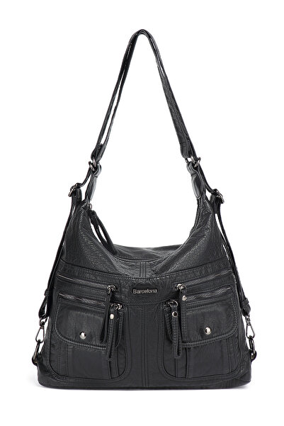 Hüvendo حقيبة كتف نسائية من برشلونة، متعددة الجيوب، كبيرة الحجم، بتصميم رياضي...